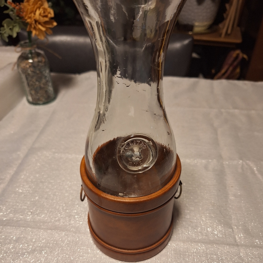 Vintage leather sleeve carafe